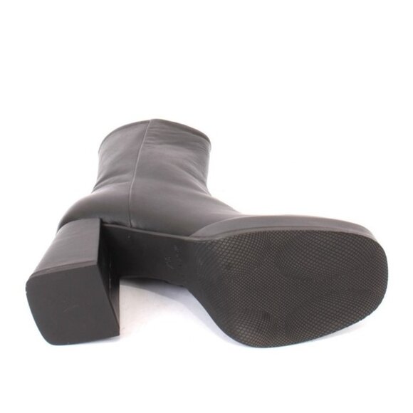 MOT-CLe 2408 Black Leather Platform Zip-Up Heels Ankle Boots - Picture 8 of 8